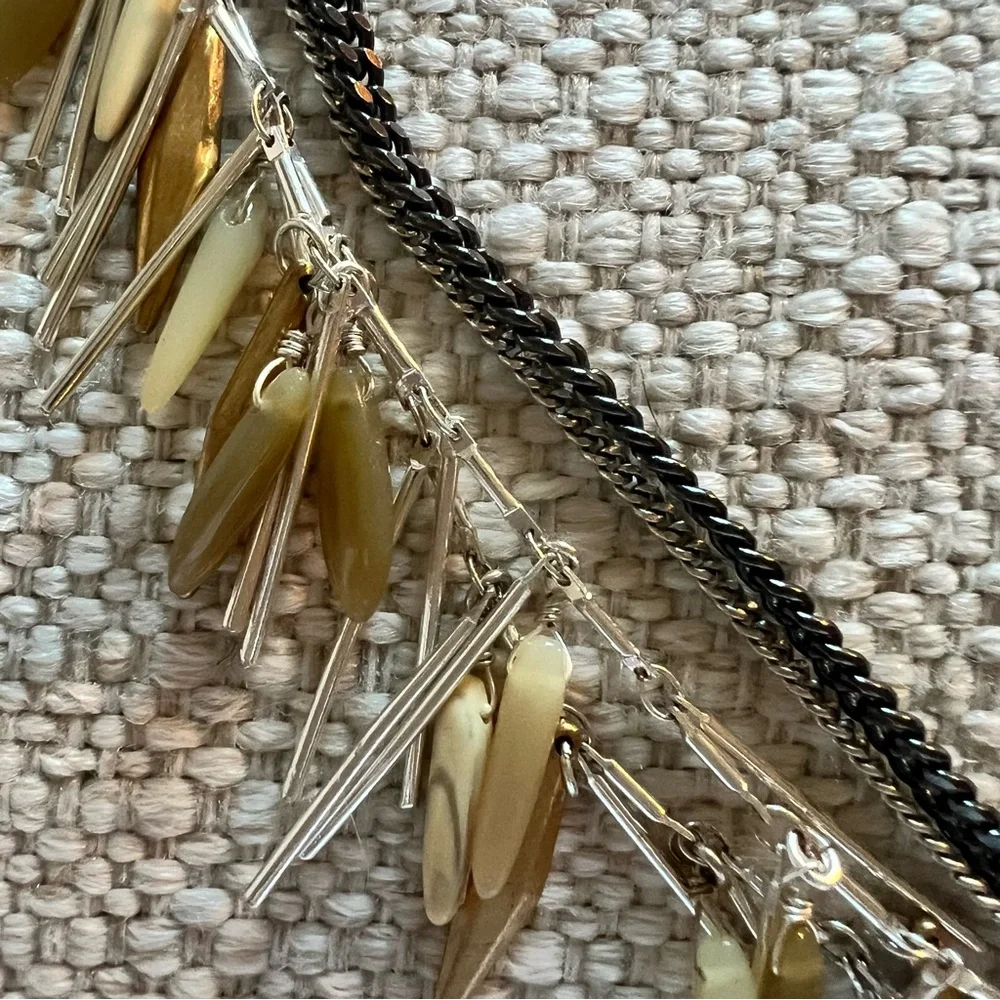 Stella & Dot Freya Fringe necklace  multi strand Mixed Metals - Picture 6 of 10